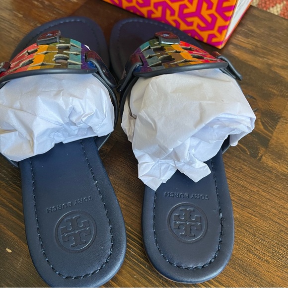 Tory Burch Rainbow Miller In Navy Leather US7 $228 - Picture 9 of 13